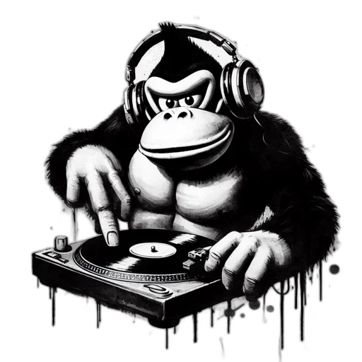 concept art, cartoon, anthropomorphic, primate transparent PNG cut-out