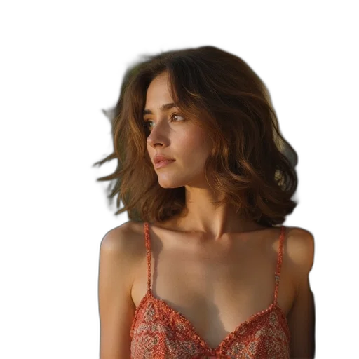 dress, hair, jewelry, face transparent PNG cut-out