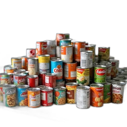 food, large, collection, canned transparent PNG cut-out