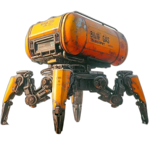 robot, weapon, concept art, 3d render transparent PNG cut-out