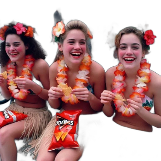 three, young, women, traditional transparent PNG cut-out