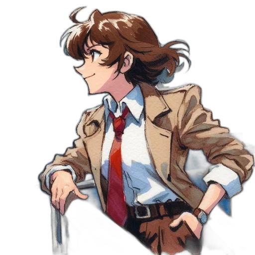 jacket, staff, anime, concept art transparent PNG cut-out