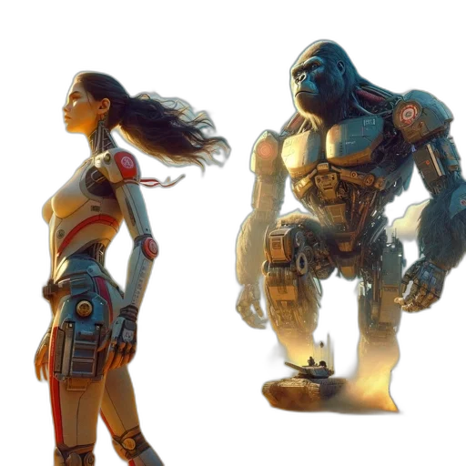 robot, concept art, 3d render, fantasy art transparent PNG cut-out