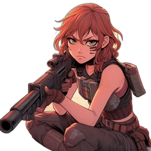 weapon, jacket, staff, anime transparent PNG cut-out