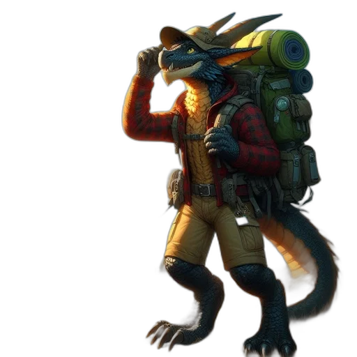 creature, animal, jacket, staff transparent PNG cut-out