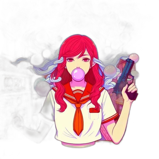 weapon, anime, pixel art, vaporwave transparent PNG cut-out