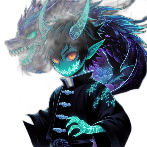 dragon, mask, creature, staff transparent PNG cut-out