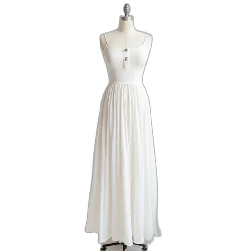 dress, white, flowing, fitted transparent PNG cut-out