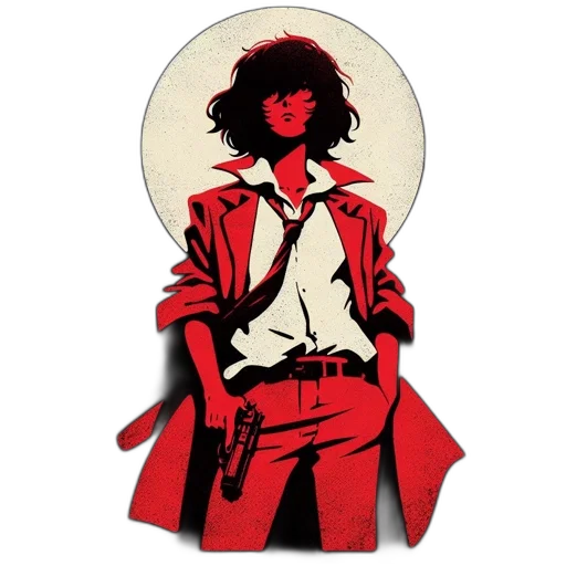 jacket, weapon, staff, comic book art transparent PNG cut-out