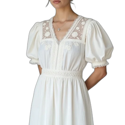 dress, made, white, fabric transparent PNG cut-out