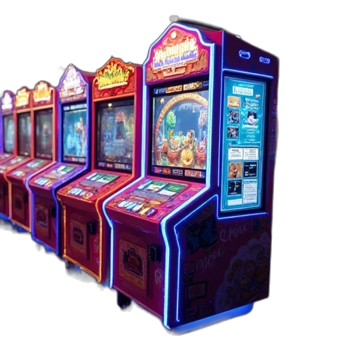 3d render, neon lights, arcade, game transparent PNG cut-out