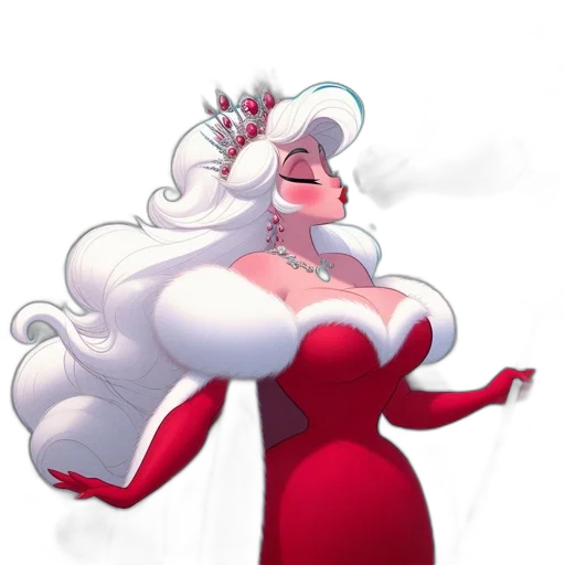 dress, crown, staff, hair transparent PNG cut-out