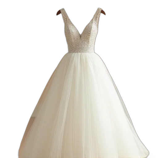 dress, 3d render, white, sequins transparent PNG cut-out
