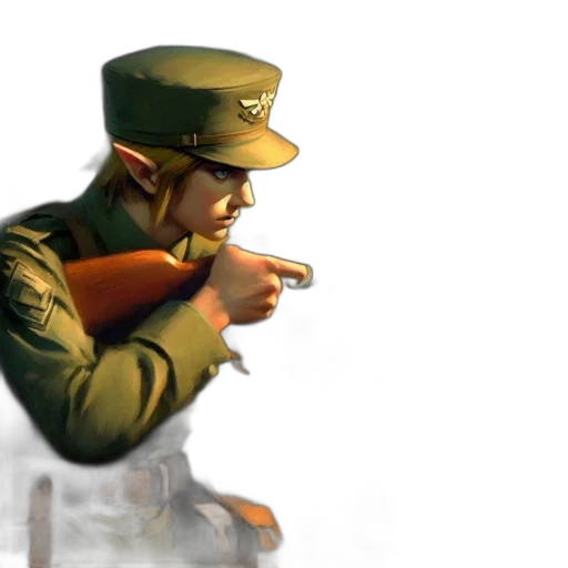 weapon, staff, hat, jacket transparent PNG cut-out
