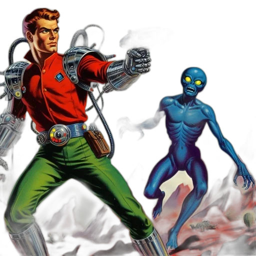 robot, comic book art, concept art, outer space transparent PNG cut-out