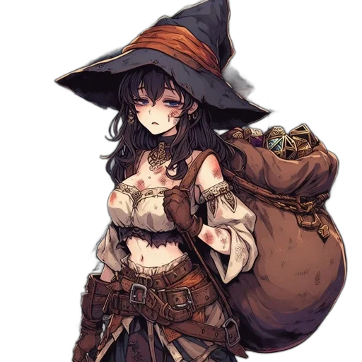 hat, staff, dress, weapon transparent PNG cut-out