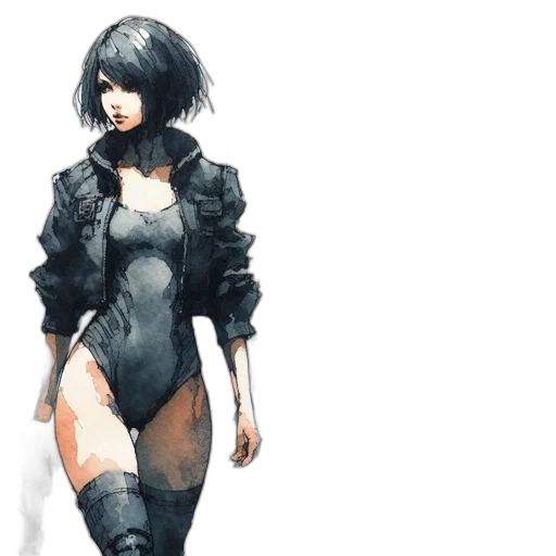 dress, jacket, concept art, cyberpunk transparent PNG cut-out