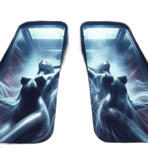 concept art, cyberpunk, outer space, inside transparent PNG cut-out