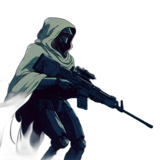 weapon, jacket, staff, mask transparent PNG cut-out