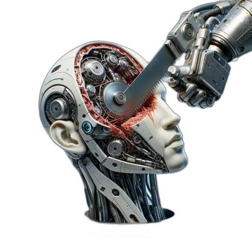 robot, face, cyberpunk, 3d render transparent PNG cut-out