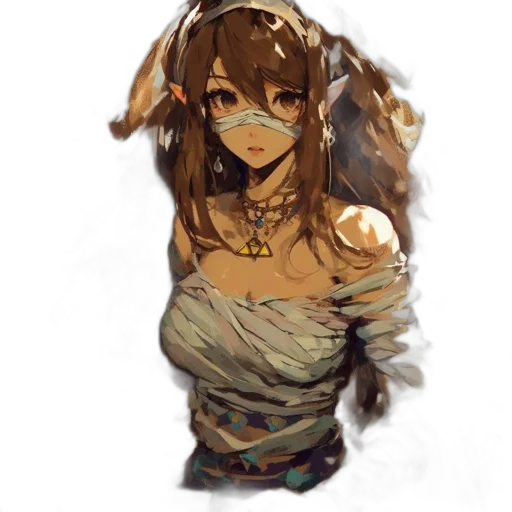 dress, mask, creature, staff transparent PNG cut-out