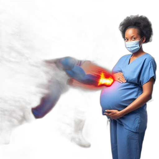pregnant, woman, blue, scrubs transparent PNG cut-out