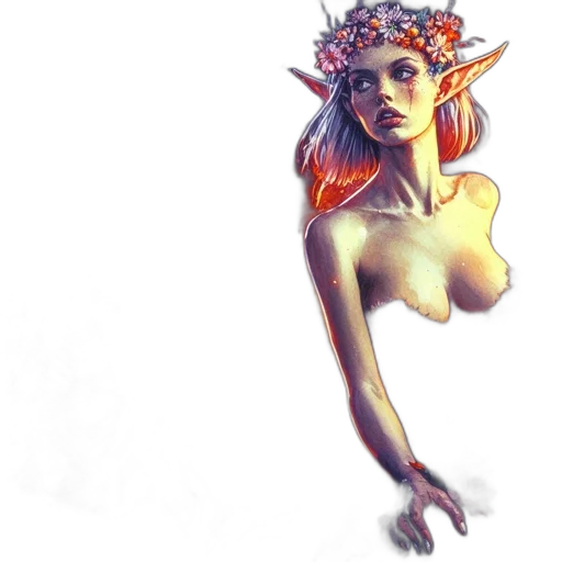 creature, crown, dress, flower transparent PNG cut-out