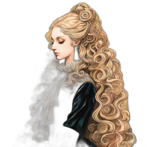 hair, crown, dress, staff transparent PNG cut-out