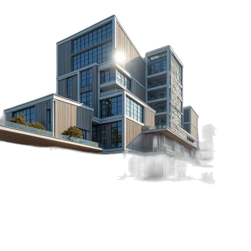 building, 3d render, concept art, photorealistic transparent PNG cut-out