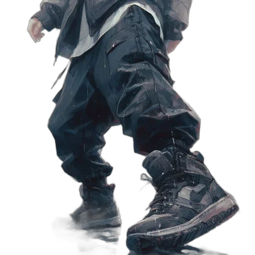 jacket, shoes, concept art, photorealistic transparent PNG cut-out