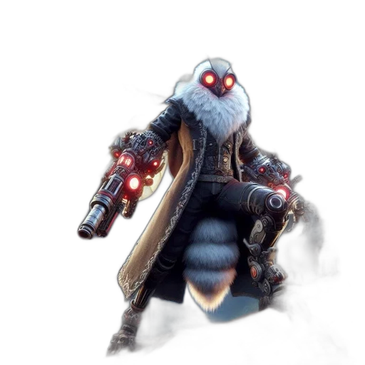 robot, weapon, jacket, staff transparent PNG cut-out