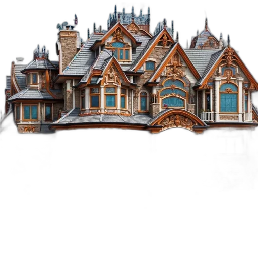 building, crown, 3d render, concept art transparent PNG cut-out