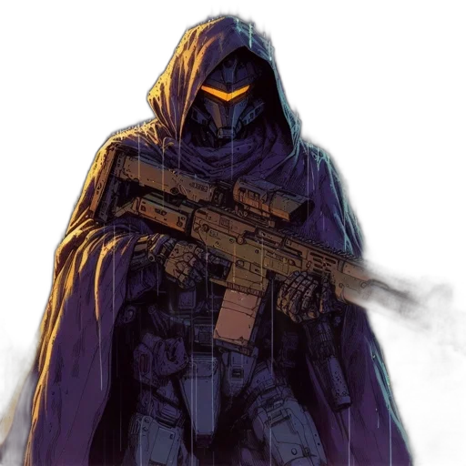 weapon, jacket, mask, concept art transparent PNG cut-out
