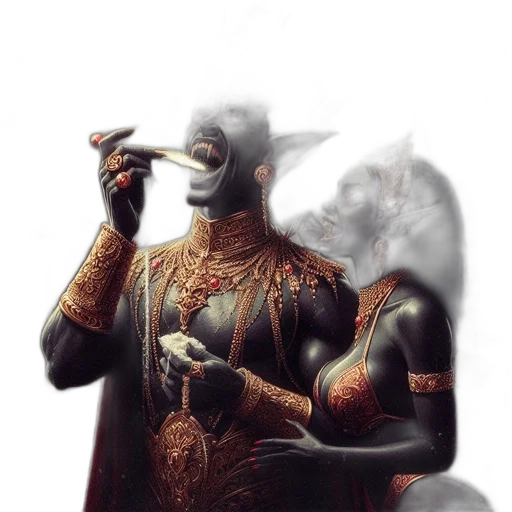 mask, dragon, staff, fantasy art transparent PNG cut-out