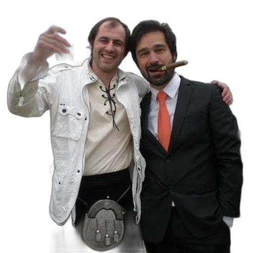 staff, jacket, two, men transparent PNG cut-out