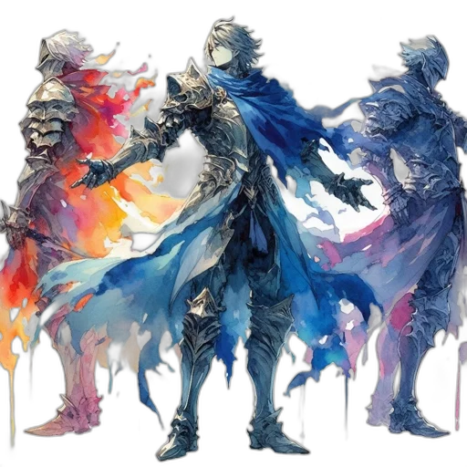 concept art, fantasy art, watercolor, blue transparent PNG cut-out