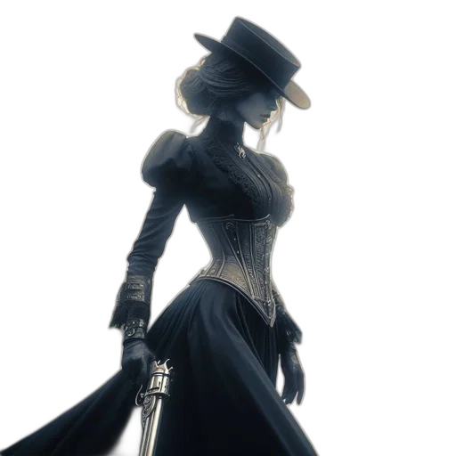hat, sword, staff, dress transparent PNG cut-out