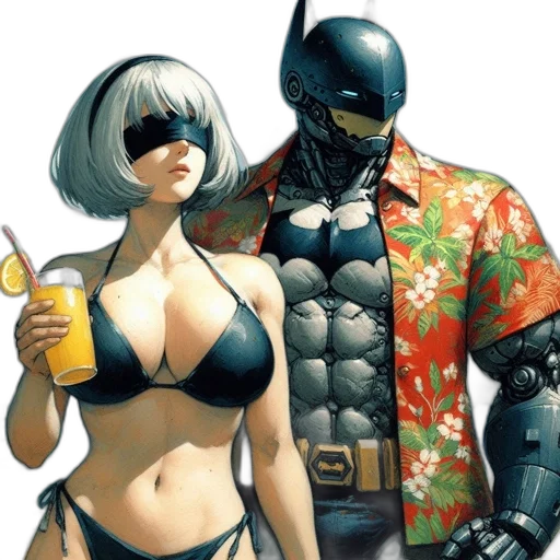 comic book art, concept art, cyberpunk, fantasy art transparent PNG cut-out