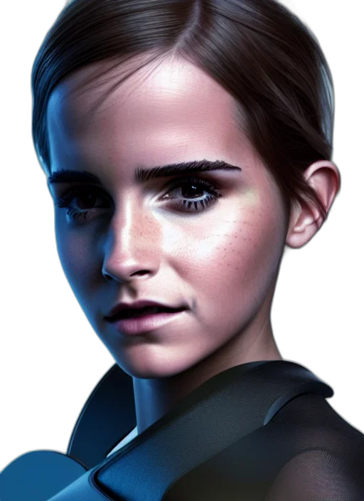 face, hair, robot, photorealistic transparent PNG cut-out