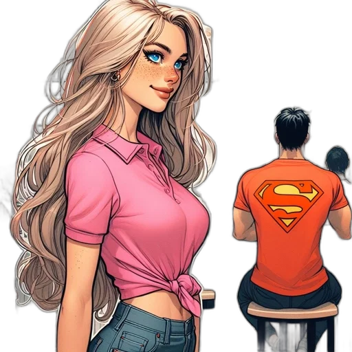 dress, hair, comic book art, cartoon transparent PNG cut-out
