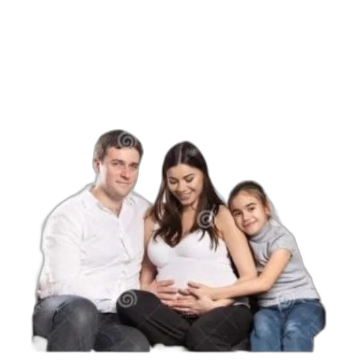 family, three, mother, pregnant transparent PNG cut-out