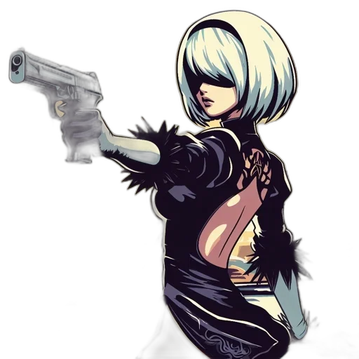 weapon, jacket, staff, robot transparent PNG cut-out