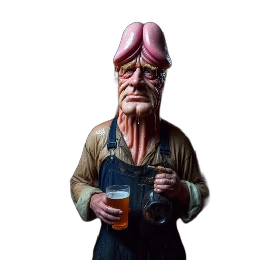 hat, face, staff, creature transparent PNG cut-out