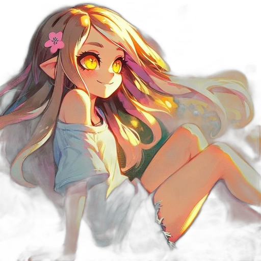 flower, dress, staff, face transparent PNG cut-out