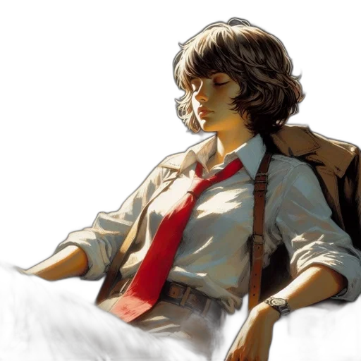 face, jacket, staff, photorealistic transparent PNG cut-out