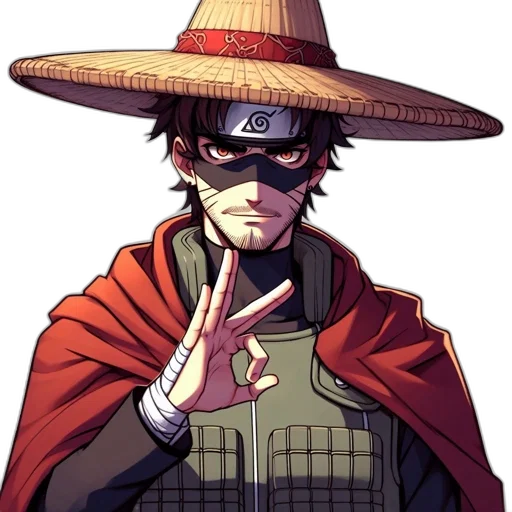 hat, staff, mask, anime transparent PNG cut-out