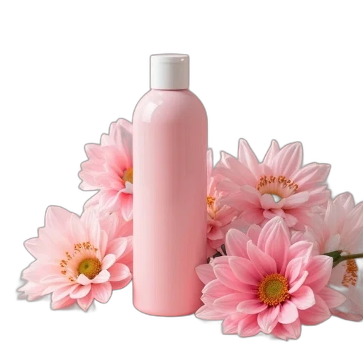 bottle, flower, photorealistic, 3d render transparent PNG cut-out