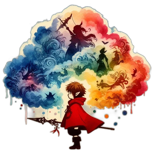 umbrella, mask, dragon, staff transparent PNG cut-out