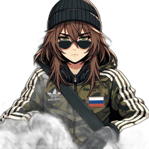 jacket, hat, weapon, face transparent PNG cut-out