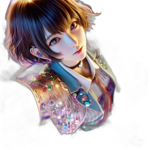 jacket, staff, jewelry, face transparent PNG cut-out